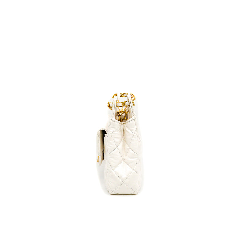 23B Small White Shiny Calfskin Quilted Wavy CC Hobo Bag GHW Seri LJHKXXXX - L'UXE LINK