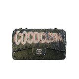 thumbnail Green Sequin Coco Cuba Medium Single Flap Bag Ruthenium Hardware Seri 23 - L'UXE LINK