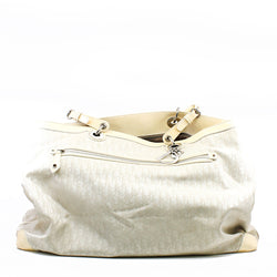 Diorissimo In White Canvas/Patent Leather Trimmed Tote Bag PHW - L'UXE LINK