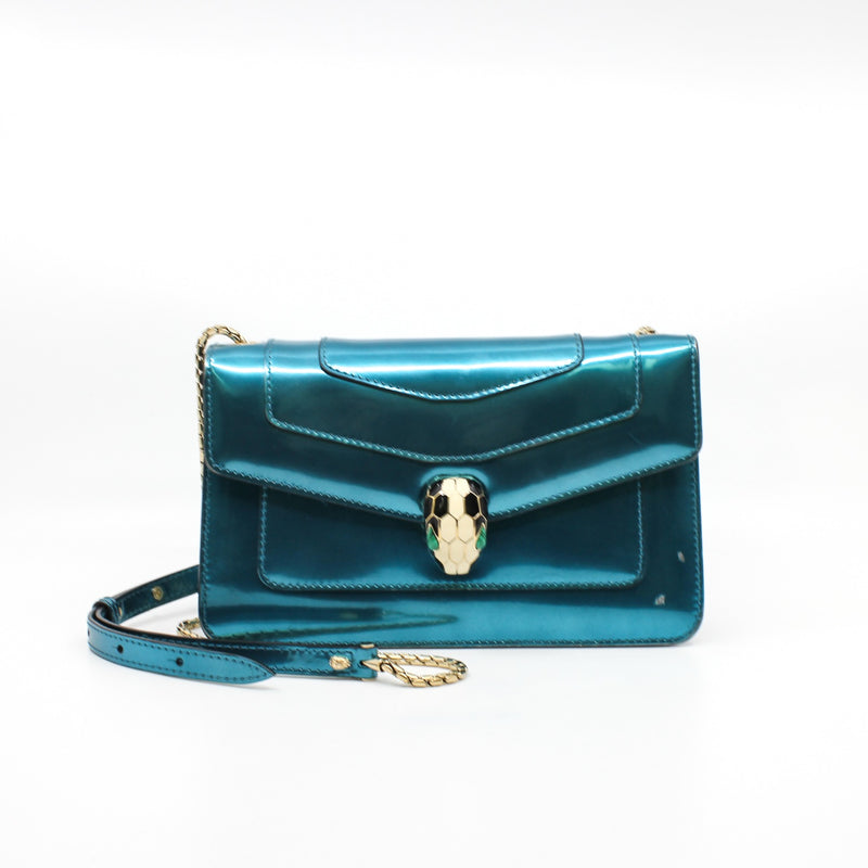 Serpent Forever Blue Patent Leather Crossbody Bag GHW - L'UXE LINK