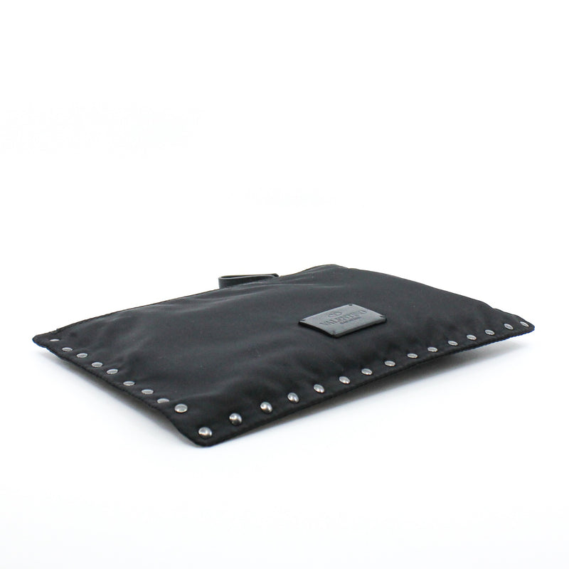 Black Rockstud Studded Nylon Zip Pouch - L'UXE LINK