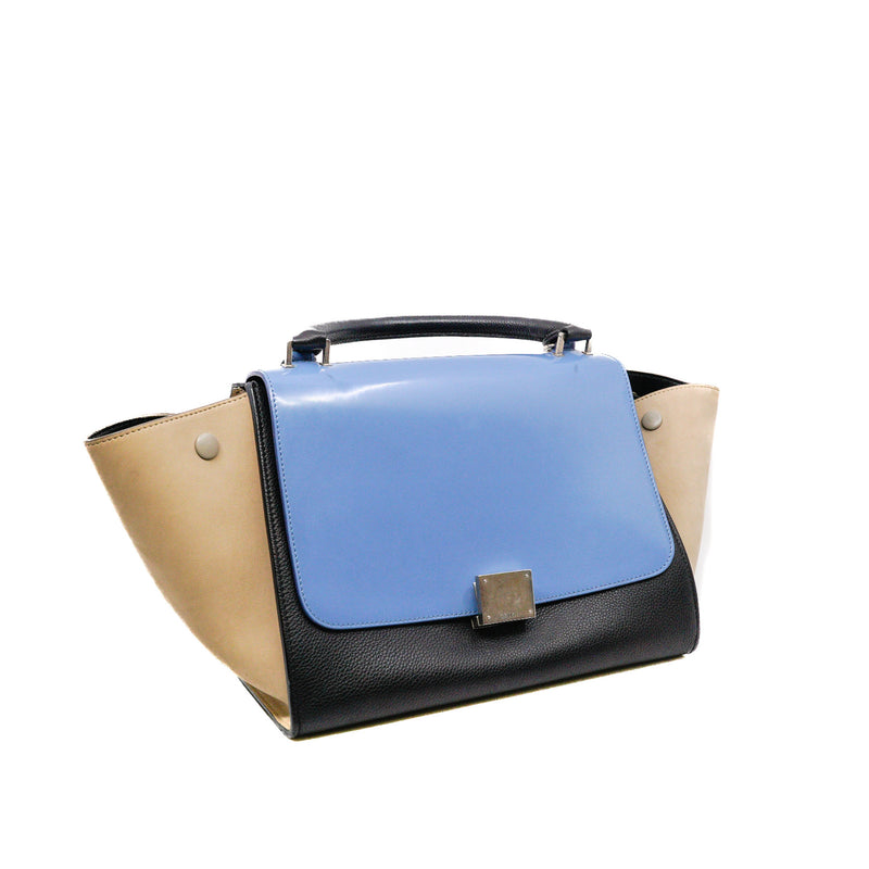 Trapeze Small Black/Blue/White Tricolour Handle Bag PHW