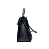 thumbnail Medium Sylvie Top Handle Bag Leather Navy GHW 2015 - L'UXE LINK