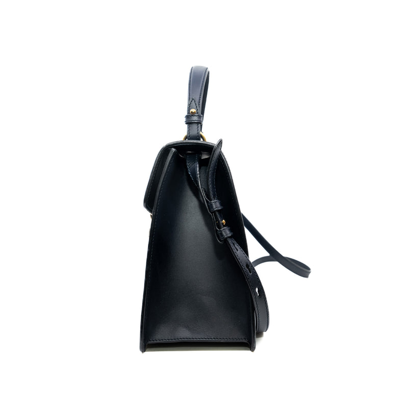 Medium Sylvie Top Handle Bag Leather Navy GHW 2015 - L'UXE LINK