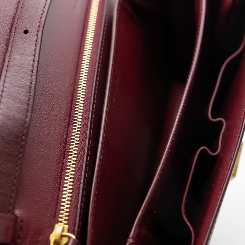 Medium Classic Box Bag In Calfskin Burgundy GHW