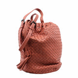 thumbnail Drawstring Tassel Bucket Bag Intrecciato Nappa pink Small - L'UXE LINK