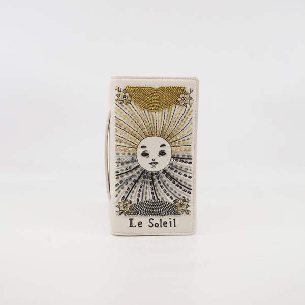 Le Soleil Tarot In White Lambskin Leather Pouch Clutch GHW - L'UXE LINK