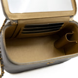 thumbnail Lambskin Quilted Pearl Crush Small Vanity Case with Chain Grey Ghw #HL3 - L'UXE LINK