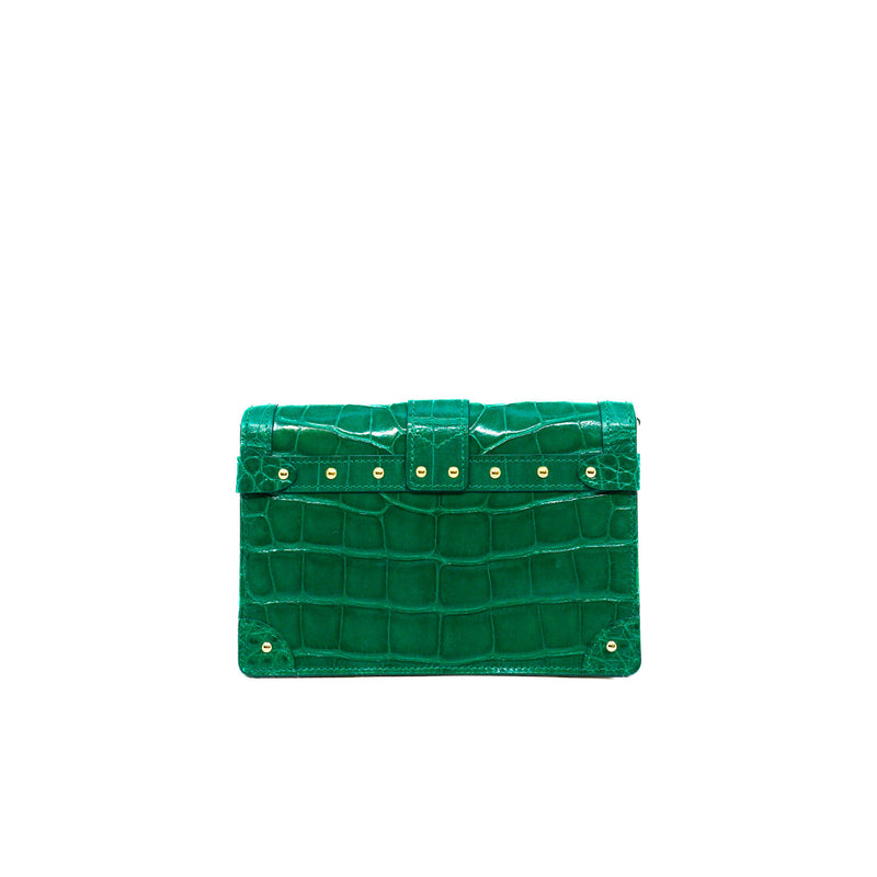 Trunk Chain Green Brilliant Alligator Leather Wallet GHW - L'UXE LINK