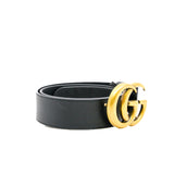 thumbnail GG Marmont Black Leather Gold Buckle Wide Belt Size 75 - L'UXE LINK