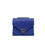 thumbnail 19C Chevron Square Royal Blue Envelope Flap Bag GHW Seri 27 - L'UXE LINK