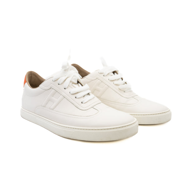 quick sneaker in leather white/orange #41 - L'UXE LINK