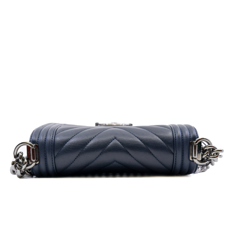 Small Leboy In Navy Calfskin Leather Bag PHW Seri 26 - L'UXE LINK