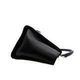 thumbnail Small Trapeze Black Calfskin and Suede Handbag GHW With Strap - L'UXE LINK