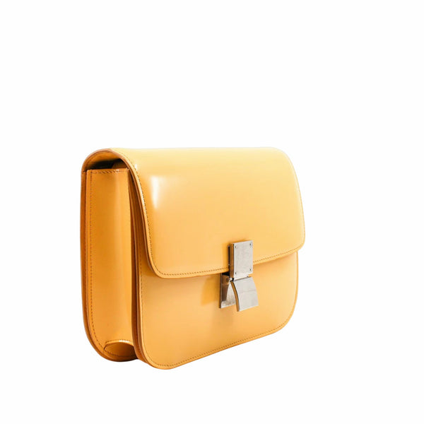 celine box medium shiny surface cow leather yellow PHW - L'UXE LINK