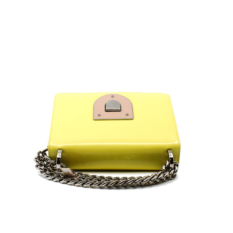 Diorama Club Shoulder Bag In Light Yellow Patent Leather PHW - L'UXE LINK