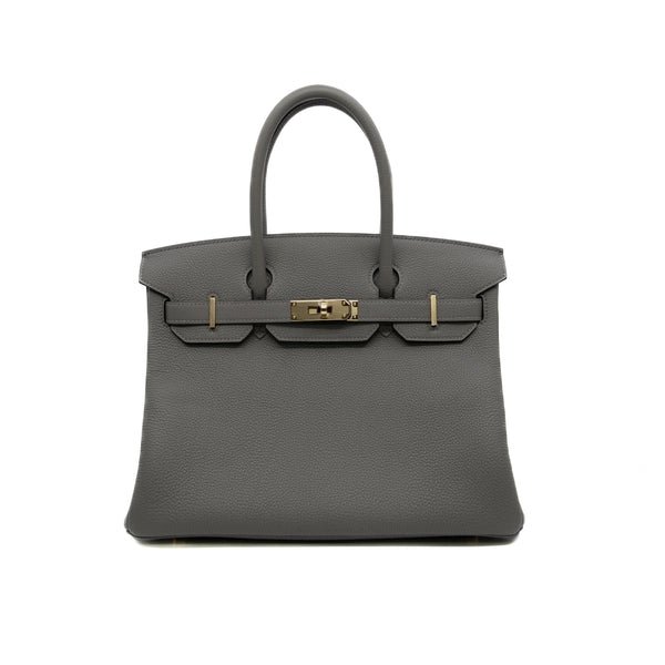 birkin 30 in togo 0L Gris Meyer ghw w stamp - L'UXE LINK