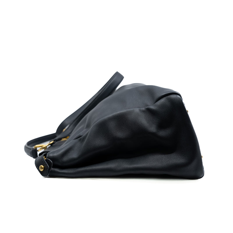 Large Peekaboo Top Handle Bag Black GHW