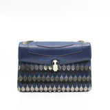 thumbnail Serpenti Blue Calfskin Leather Snake Print Limited Edition Bag GHW - L'UXE LINK