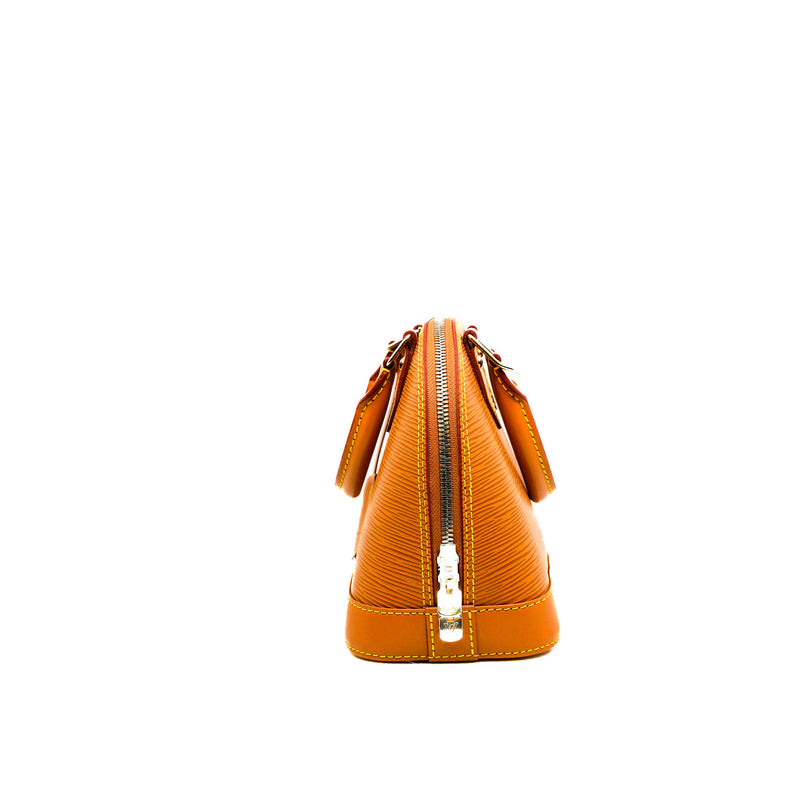 Alma BB In Honey Gold Epi Leather Handbag PHW With Jacquard Strap - L'UXE LINK