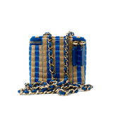 thumbnail Mini Raffia In Blue/Beige Vanity Bag GHW Seri 30