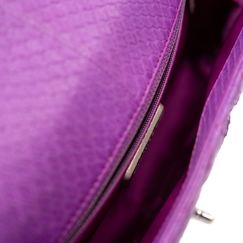 Top Handle Classic Flap In Purple Snake Leather PHW