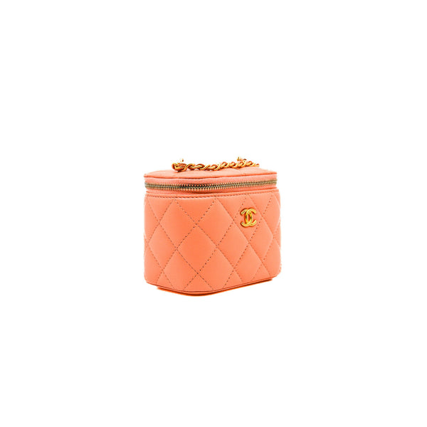 Mini Pearl Crush Orange Clair Vanity With Chain GHW Seri P2JUXXXX - L'UXE LINK