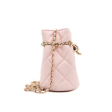 thumbnail Micro CC Drawstring Bucket Bag In Light Pink Calfskin GHW Seri 32 - L'UXE LINK