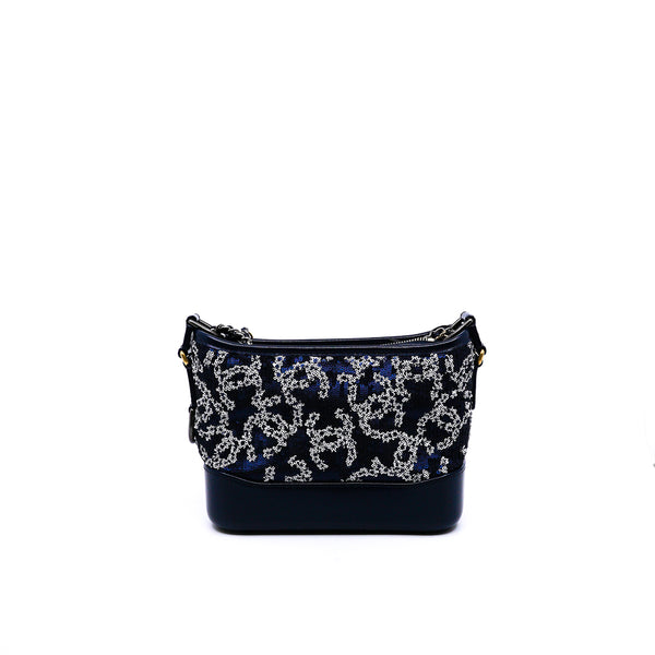 Small Sequin And Leather Gabrielle In Blue And Black Hobo Bag Multi Hardware Seri 27 - L'UXE LINK