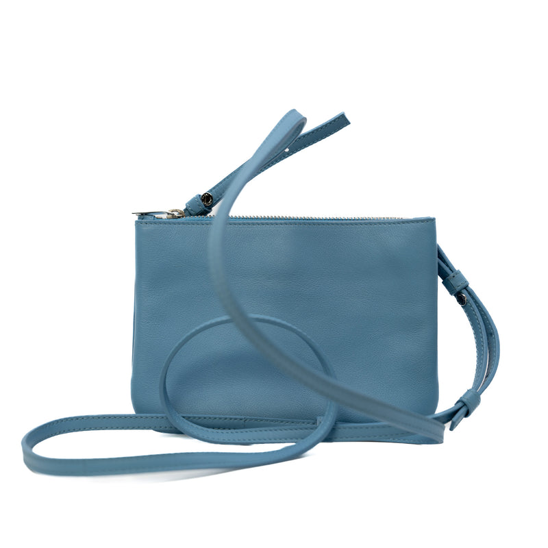 Blue Leather Monogram Crossbody Bag PHW - L'UXE LINK