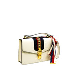 thumbnail Small White Calfskin Sylvie Shoulder Bag GHW - L'UXE LINK