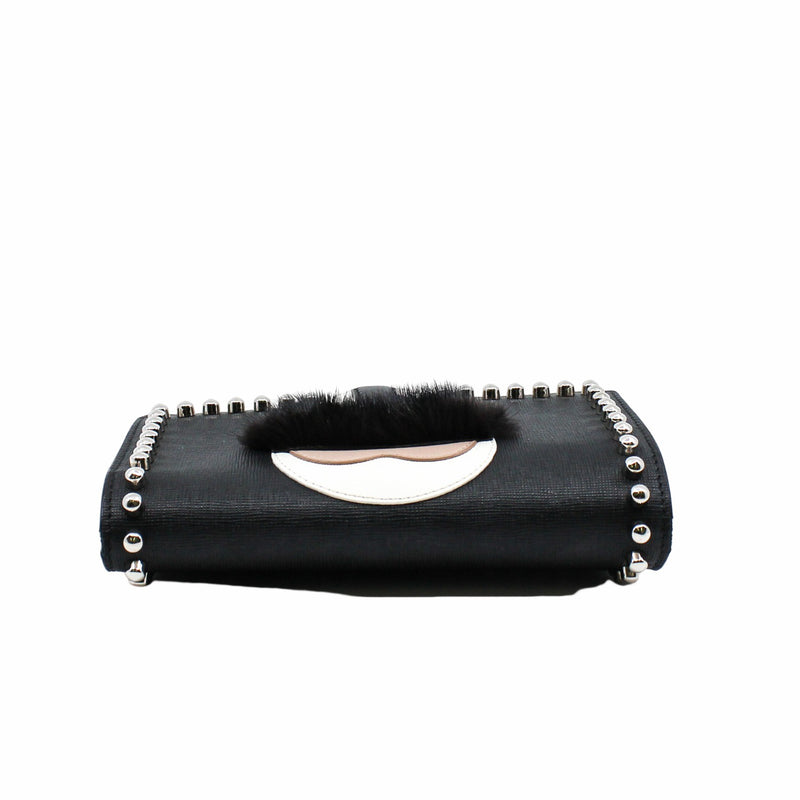 Karlito Wallet On Chain Bag Leather With Fur Black  PHW