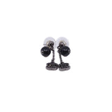 thumbnail Crystal CC Black Bead Drop Earrings PHW - L'UXE LINK