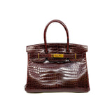 thumbnail Birkin 30 In Porosus Leather 57 Bordeaux GHW C Stamp - L'UXE LINK