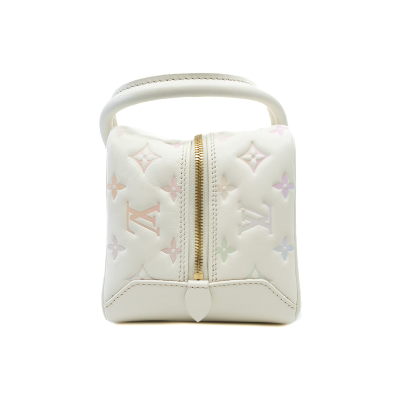 New Square White and Rainbow Multicolor Lambskin Bag with Chain GHW - L'UXE LINK