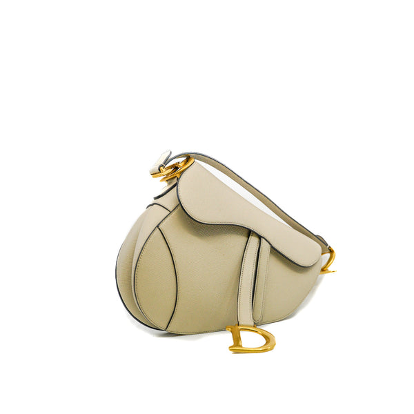 Medium Saddle Bag In Grey Grained Calfskin GHW - L'UXE LINK