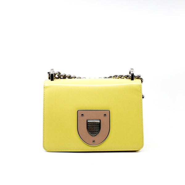 Diorama Club Shoulder Bag In Light Yellow Patent Leather PHW - L'UXE LINK