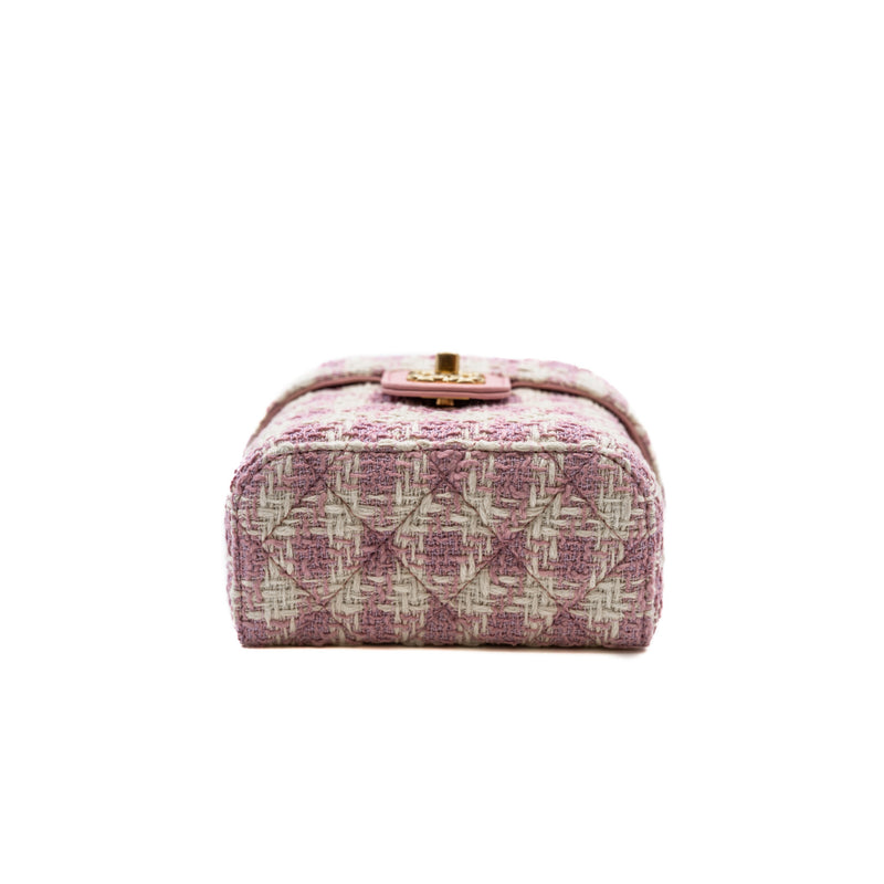 Runway Top Handle In Pink Tweed Vanity Handbag GHW - L'UXE LINK