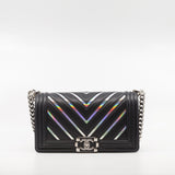 thumbnail Medium Holographic Chevron Lambskin Leboy Bag PHW Seri 24 - L'UXE LINK