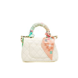 thumbnail Mini Coco Handle White Lambskin Leather GHW Seri 31 With Twilly - L'UXE LINK