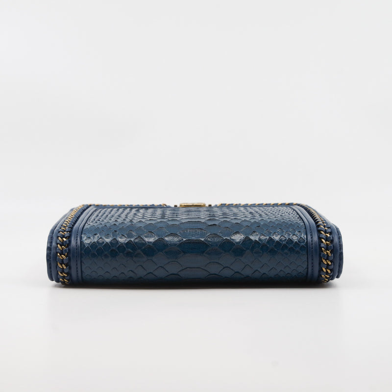 Leboy Blue Wallet On Chain In Python Leather GHW Seri 24 - L'UXE LINK