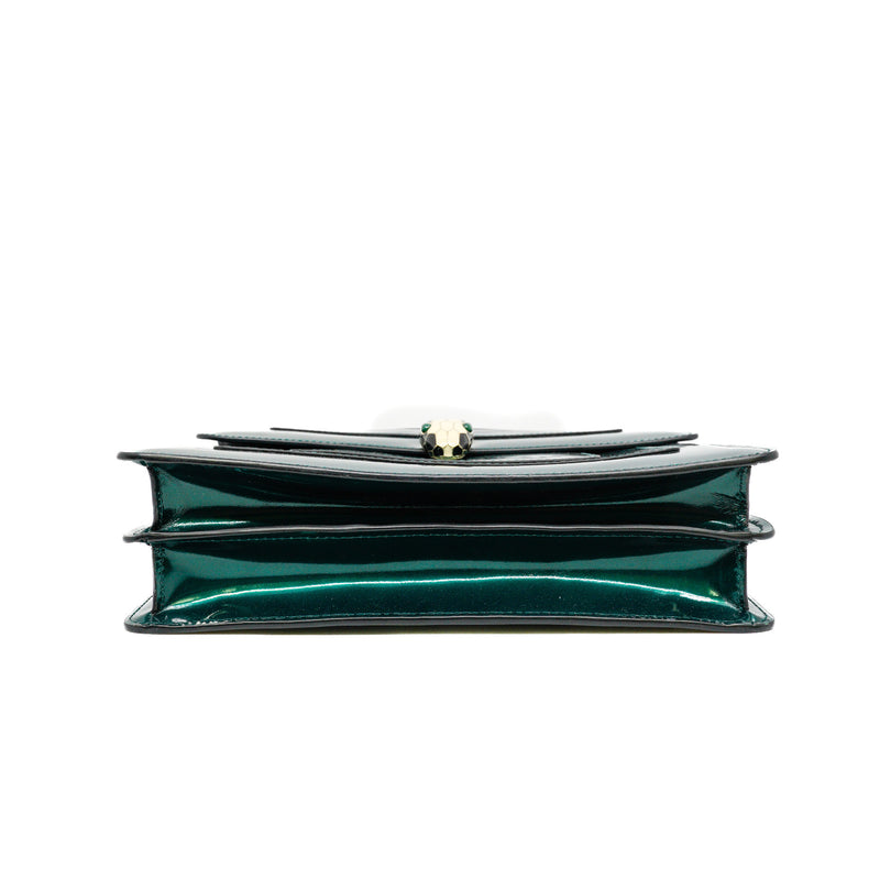 Serpenti Forever Metallic Calfskin Green Flap Bag LGHW - L'UXE LINK