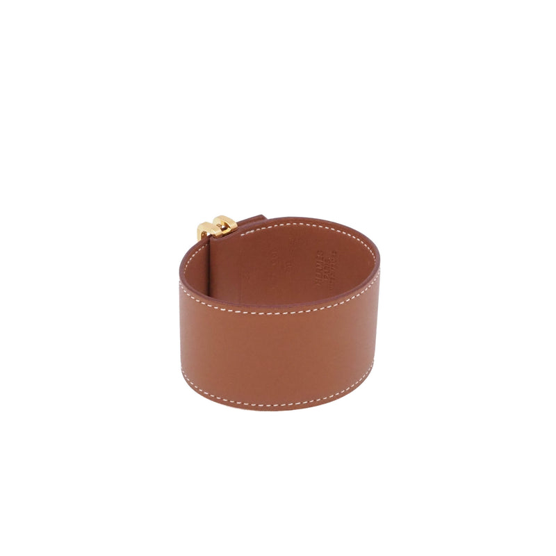 Elan cuff bracelet in leather gold ghw - L'UXE LINK