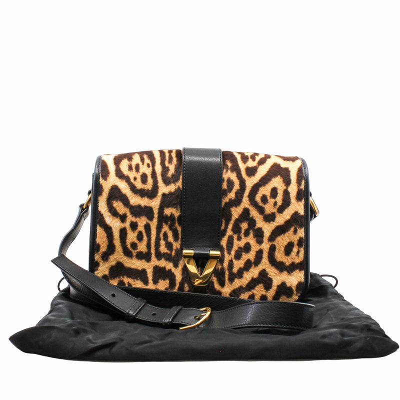 ysl flap bag leopard point  fur with strap