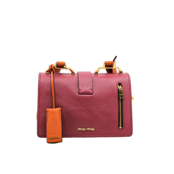 Madras Bandoliera Bag Fuoco Cielo Goatskin Leather orange mix rose GHW - L'UXE LINK