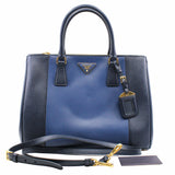 thumbnail Saffiano Lux Double Zip Tote Large blue navy ghw - L'UXE LINK