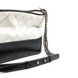 thumbnail Medium Gabrielle Quilted Aged Calfskin In White/Black Hobo Handbag Seri 25 - L'UXE LINK