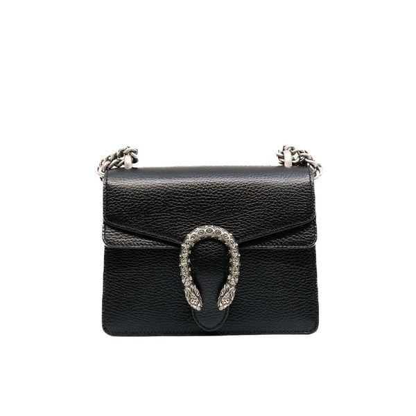 Dionysus Mini Black Calfskin Crystal Buckle Bag Ruthenium - L'UXE LINK