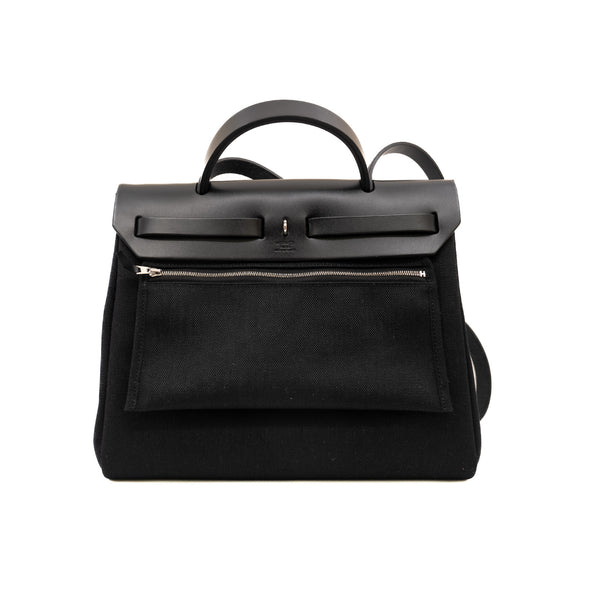 herbag 31 in leather/canvas black phw b stamp