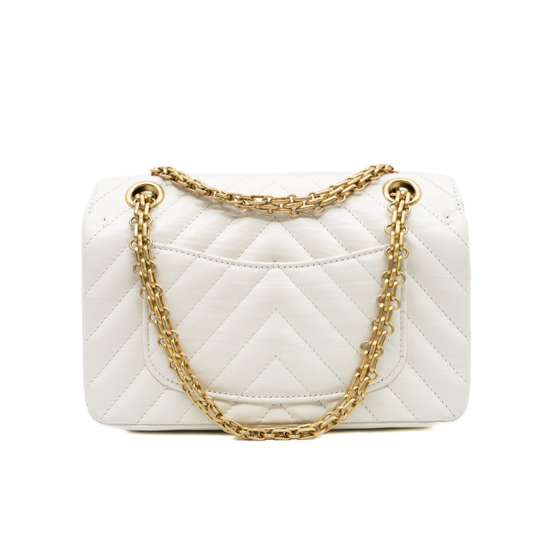 Mini Chevron 2.55 Reissue Flap Bag Calfskin White Ghw 2022 #Cehh